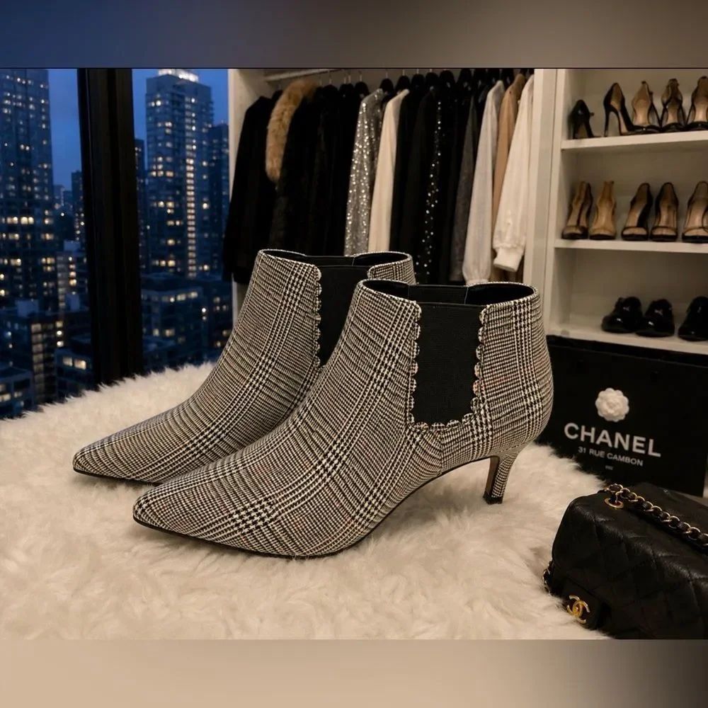*Michael Shannon* Plaid Check Heeled Ankle Booties EUC SZ 8.5